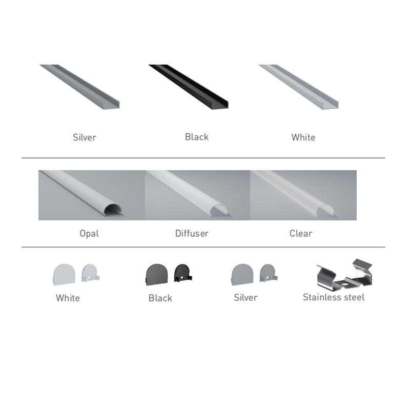 Aluminum LED Profile With Arc PC LED Diffuser For 20mm Dual Row LED Strips Aluminum LED Profile With Arc PC LED Diffuser For 20mm Dual Row LED Strips